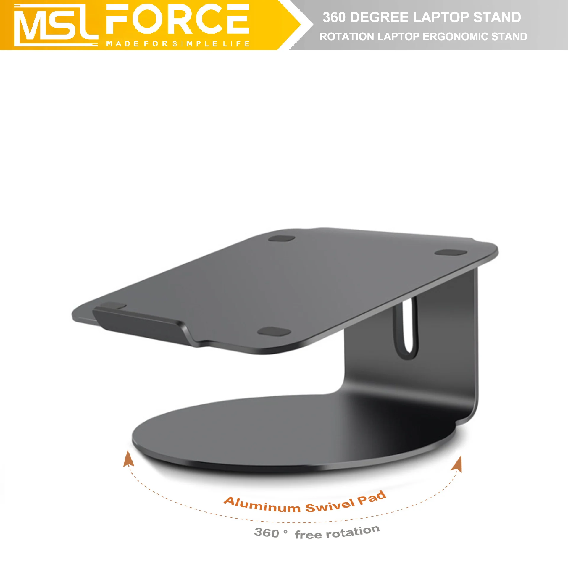 

360 Rotation Non-slip Stand With Rolling Tray For Laptop MacBook Air Pro Use For Multi-Angle View Aluminum Laptop Stand