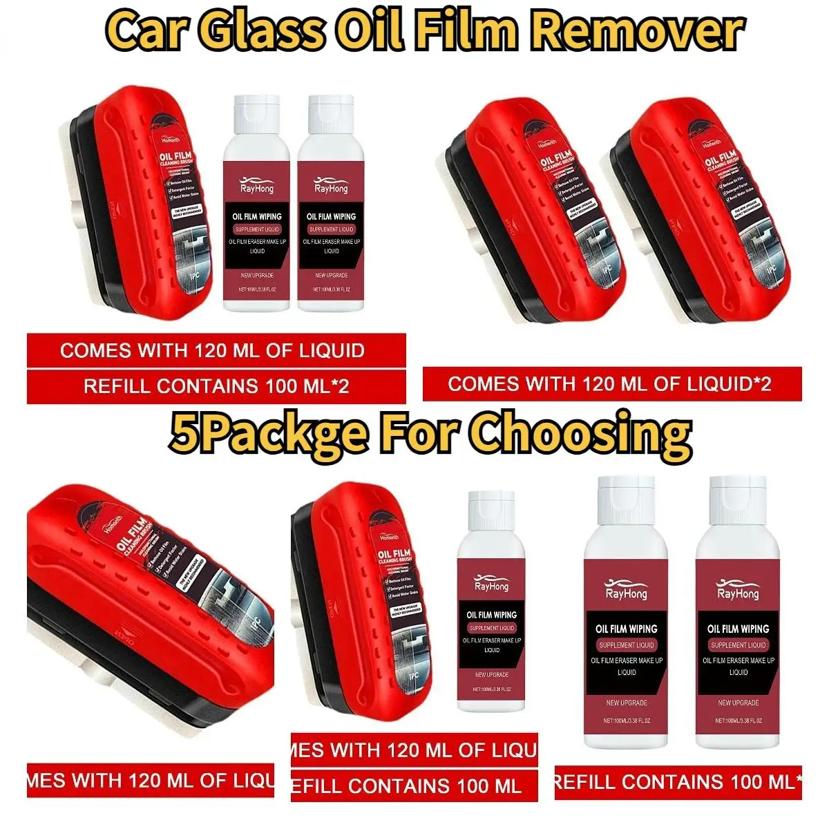 

Car Glass Oil Film Remover Owerful Front Inner Windshield Oil Film Stain Removal Cleaning Brush Window Auto Detailing Tool