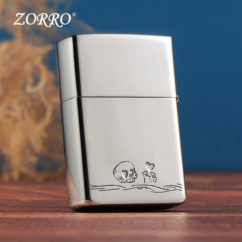 Zoro Nuova Intaglio 902 Ottone/Nichel Bianco Amore fino alla Morte Intaglio 3D Antivento Accendino Piccolo Strumento da Uomo Accessori per Fumatori