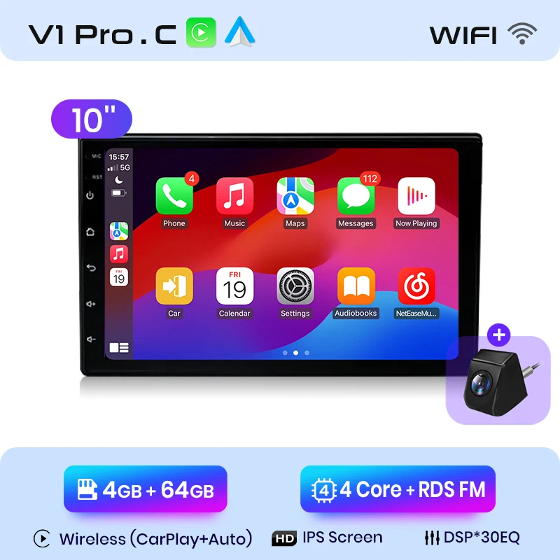 Junsun 7 9 10 "Android 2 Din Universele Autoradio Radio Multimedia Speler CarPlay Auto Intelligente Systemen GPS navigatie BT DSP