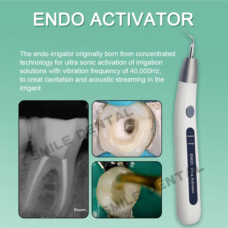 LED Dental Wireless Endo Ultrasonic Activator Root Canal Cleaning Ultra Activator with 3 Tips Dentistry Tool