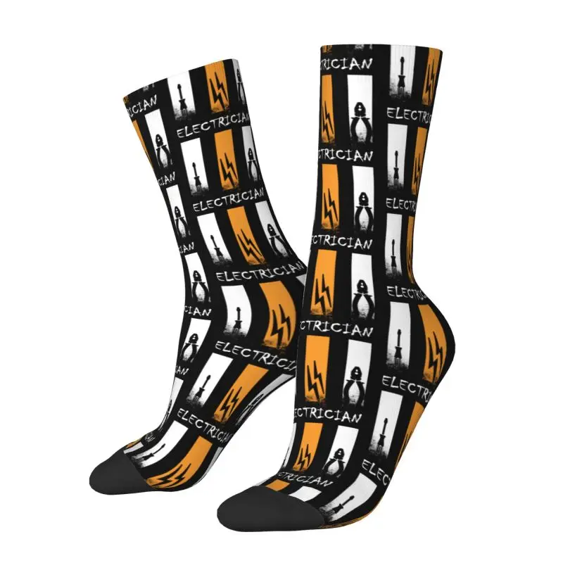 Novelty Printed Proud Electrician Socks for Women Men Stretchy Summer Autumn Winter Lineman Electrical Engineer Gift Crew Socks