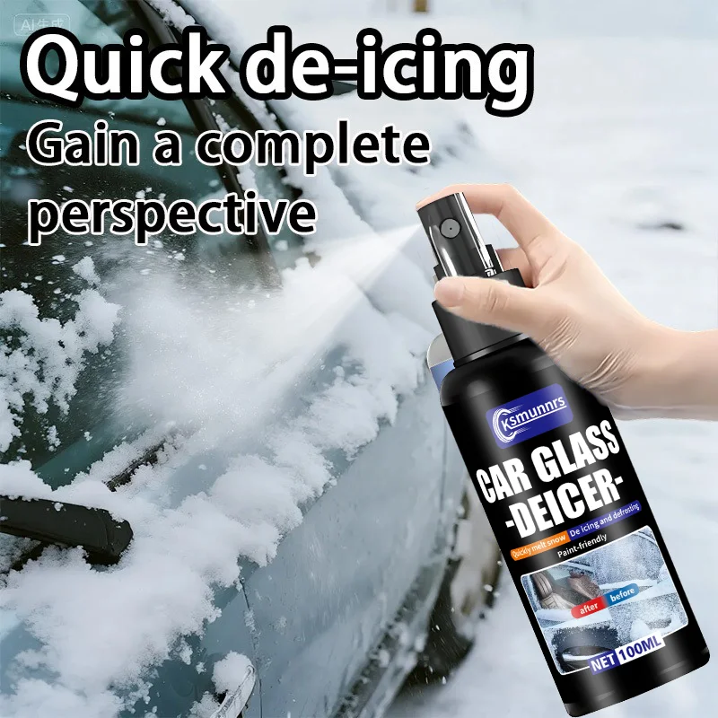 High-efficiency de-icing spray, suitable for car windshields, kitchen refrigerators, and RV freezers. Quickly melts frost