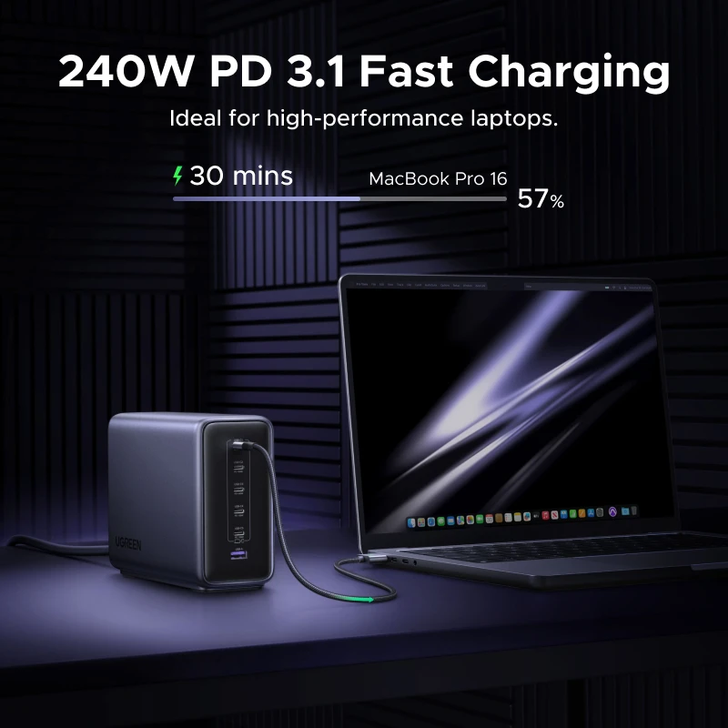 UGREEN 500W GaN Charger 6 IN 1 Desktop Charging Station PD 3.1 240W Max Single Port For MacBook Pro Laptop iPad Tablet iPhone 17