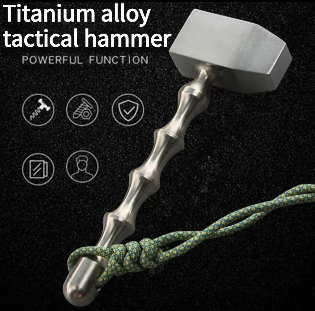 High-end TC4 Titanium Alloy Hammer Portable Window Breaking Pure Titanium Sturdy Hammer Outdoor EDC Tool