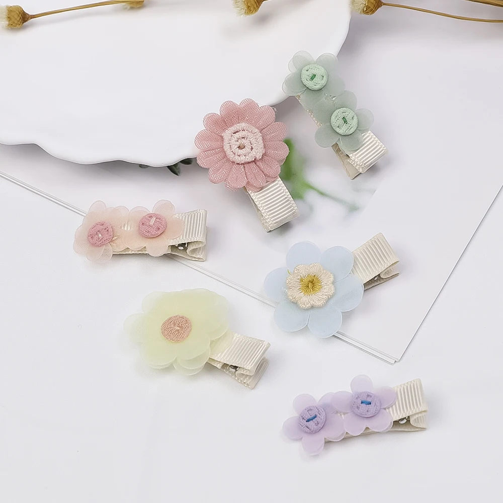 Cute Daisy Floral Flowers Hair Clips Alligator Clips for Newborn Baby Girl Chiffon Hairpins  Children\'s Accessories Baby Items