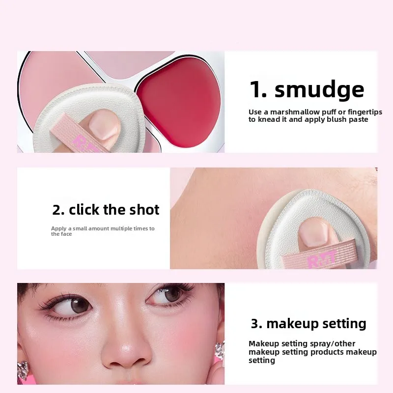 Romanticbeauty Multi Use Blusher Cream Drie kleuren poeder Blush Gezichtsreparatie TConcealer Crème Natuurlijke make-up Holding Water