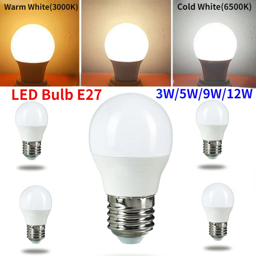 

2PCS LED Bulb E27 3W 5W 9W 12W White/Warm White Household High Brightness Energy-Saving Engineering Light Bulb Wholesale Price