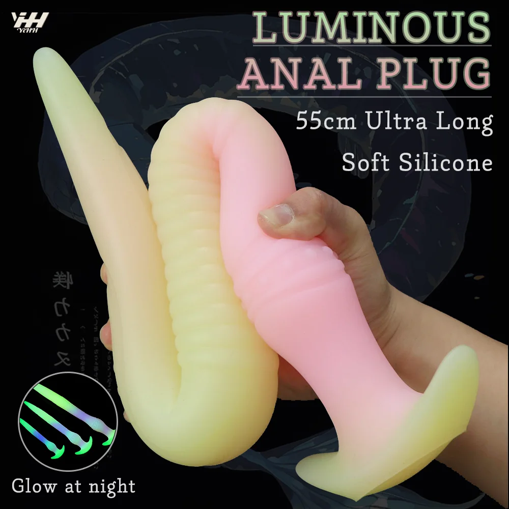 Colourful Glowing Long Dildo Anal Plug Butt Plug Luminous Animal Dildo Penis Flexible Anal Sex Toys For Women Men Sex Products