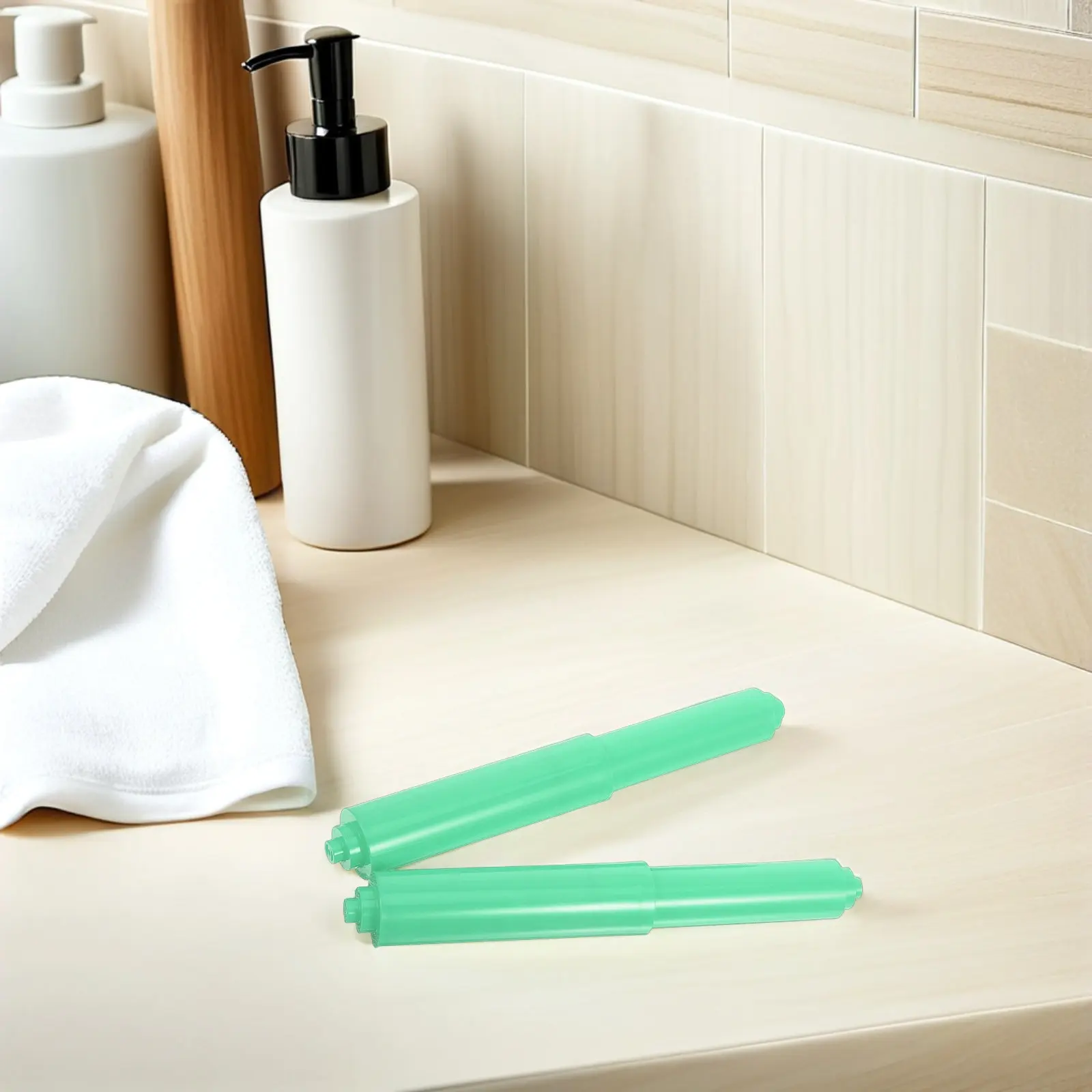2Pcs High-Strength Plastic Toilet Paper Holder Spindle Replacement Spring-Loaded Adjustable Roller Rod for Bathroom Kitchen
