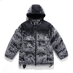 Elena Store Men's Winter Warm Jacket Coat Patchwork Vintage Painting Harajuku Padded Puffer Oversize Male Parka Men's Clothing