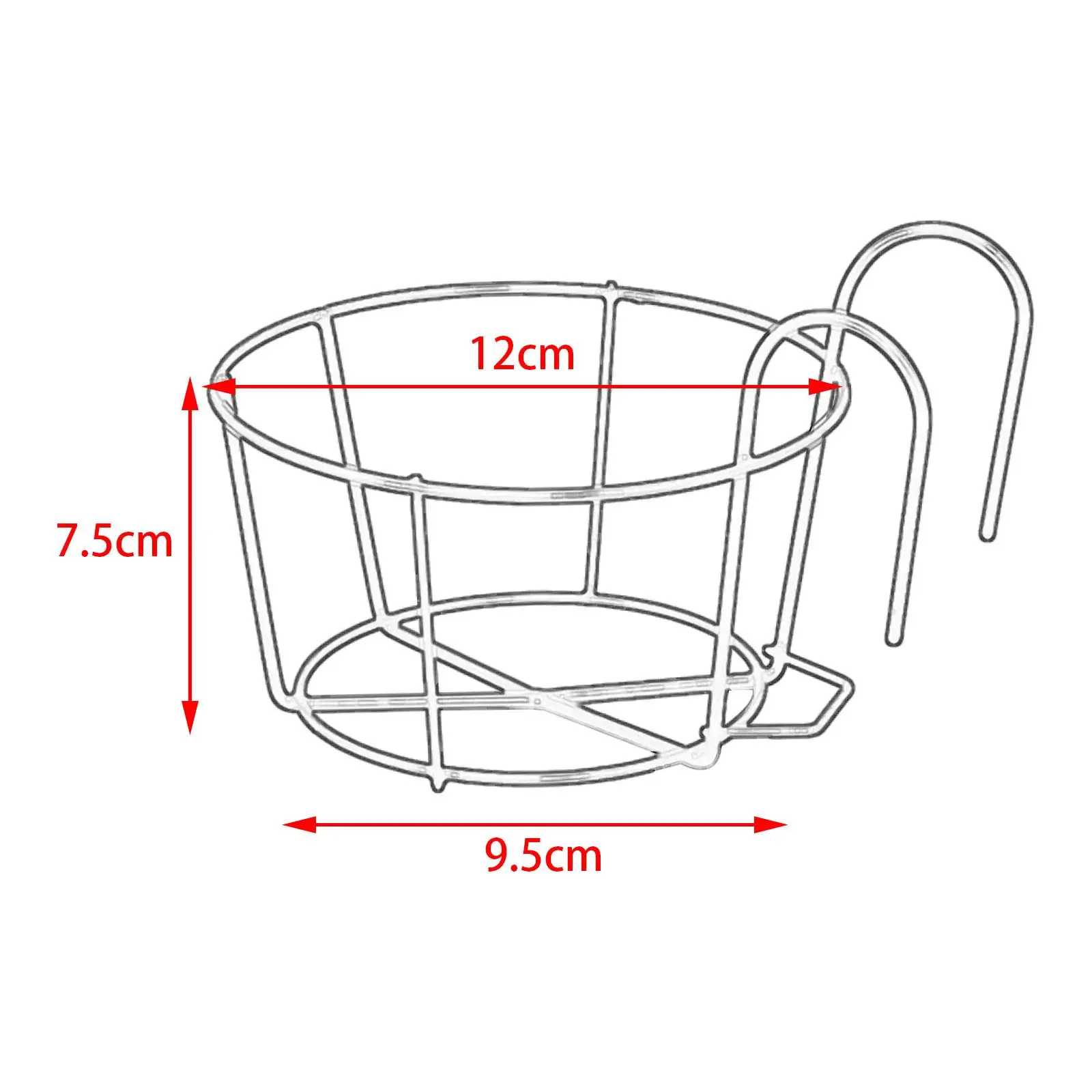 Metal Railing Planter Hanging Flowerpot Round Basket Holder for Outdoor Balcony Fence Garden Decor