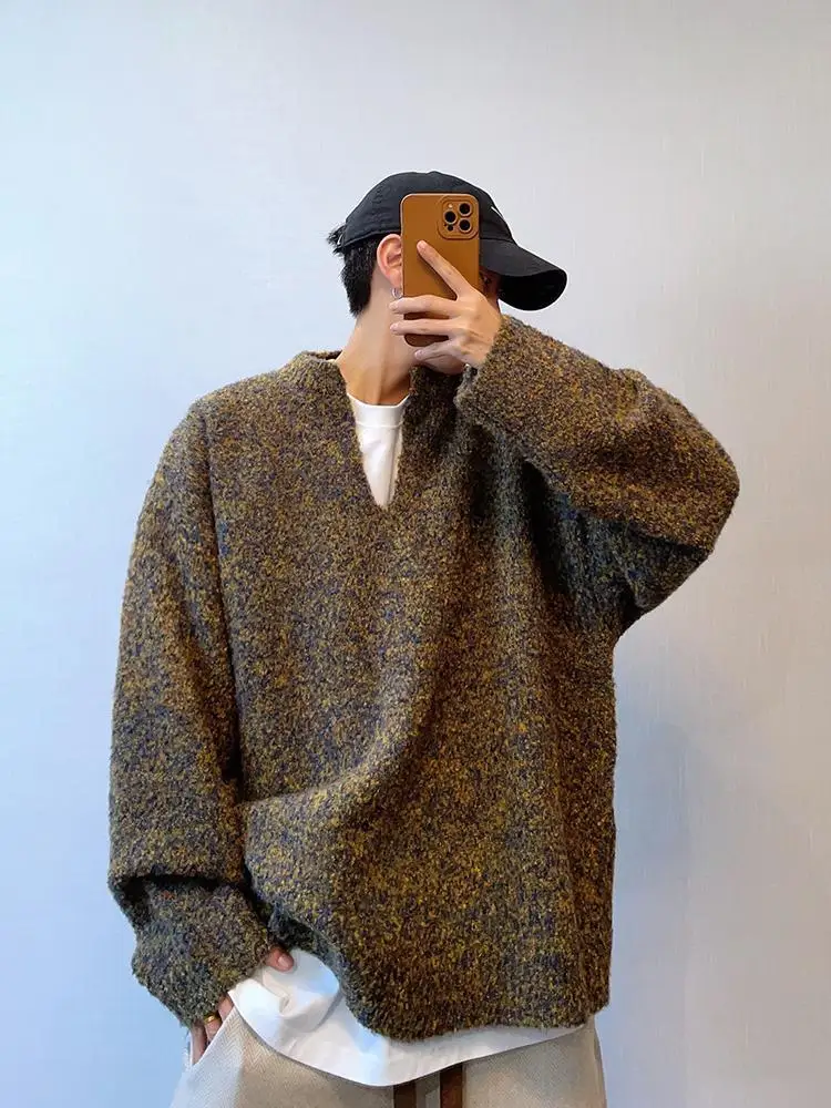 

Loose Fit Large Size Knitwear Sweater for Men Casual Sle Comfortable Breathable Autumn Winter Faionable Couple Top