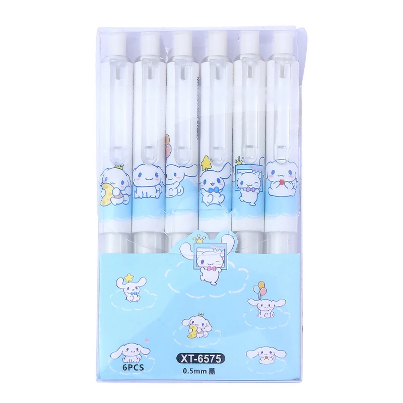 Imprensa Neutro Dos Desenhos Animados Caneta Esferográfica, Moda Bonito, Quick Dry, Kawaii, Artigos de papelaria, Material de Escritório Escolar, Presentes, 6Pcs