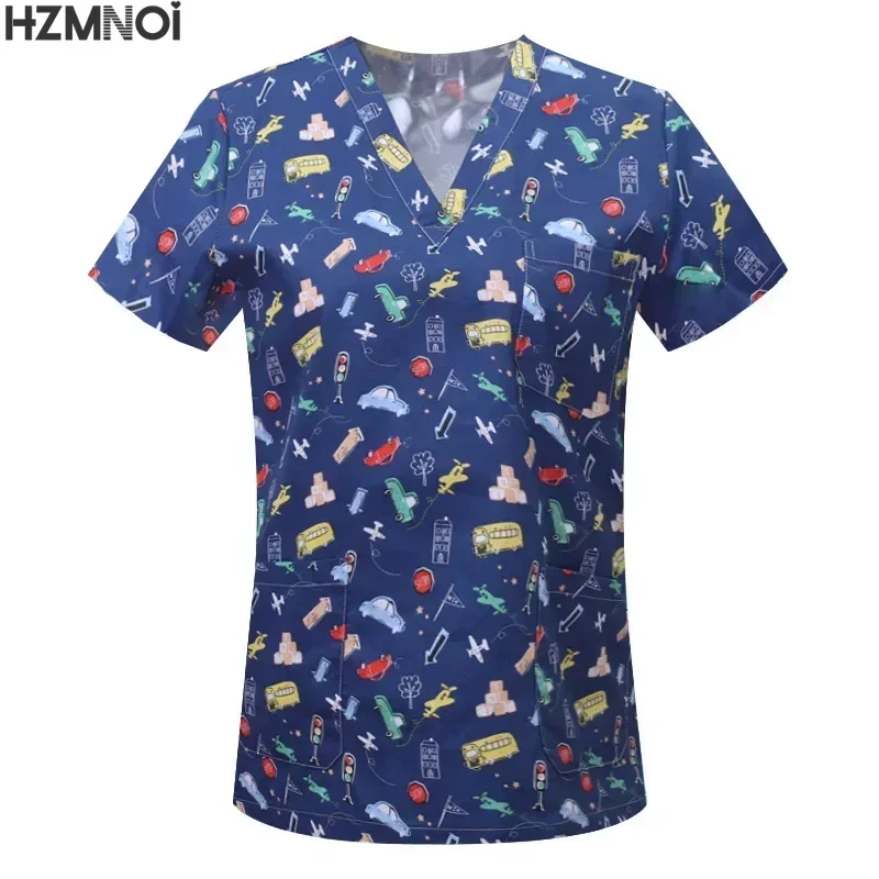 Pharmacist Dentist Veterinary Nurse New Tops Fashion Slim Beauty Scrub Clothes Spa Nurse Pure Cotton Medical Lab Medical Uniform