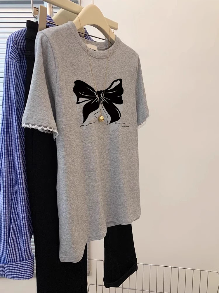 Camiseta retro coreana Sle Loose Fit ort Sve con estampado de nudos ex Summer Faion Casual Top para hombres y mujeres