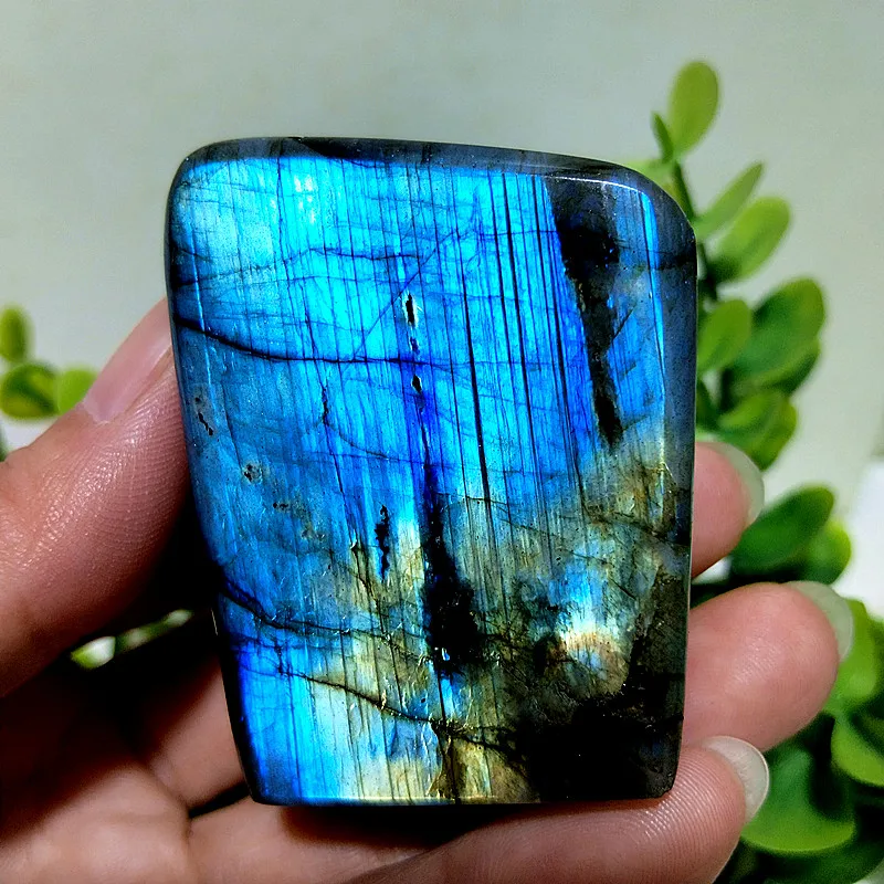 Small  Natural Stone Blue Labradorite Crystal Freeform Witchcraft Meditation Energy Feng Shui Crystal Room Decor view 2