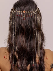 Girls New Style Long Fringe Head Chain Female Ancient Style Bride Forehead Hair Accessories Headwear