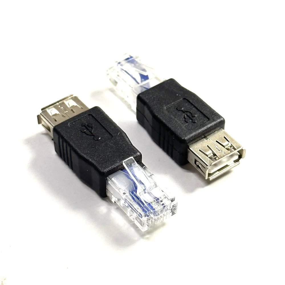 Crystal Head RJ45 Male to USB 2.0 AF A Female Adapter Connector Laptop LAN Network Cable Ethernet Converter plug