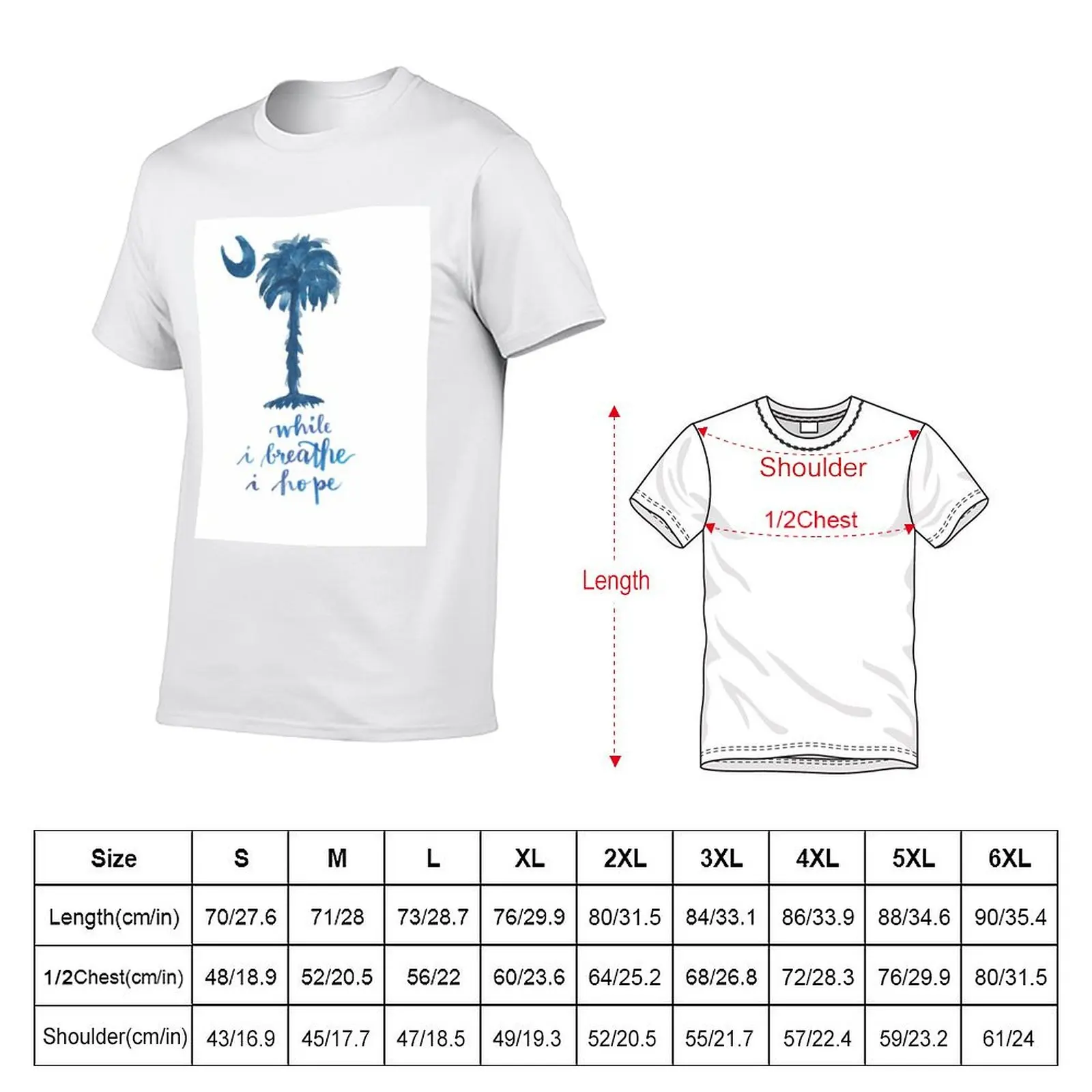 While I Breathe I Hope SC Palmetto Moon T-Shirt Large Size Casual Tee Shirt