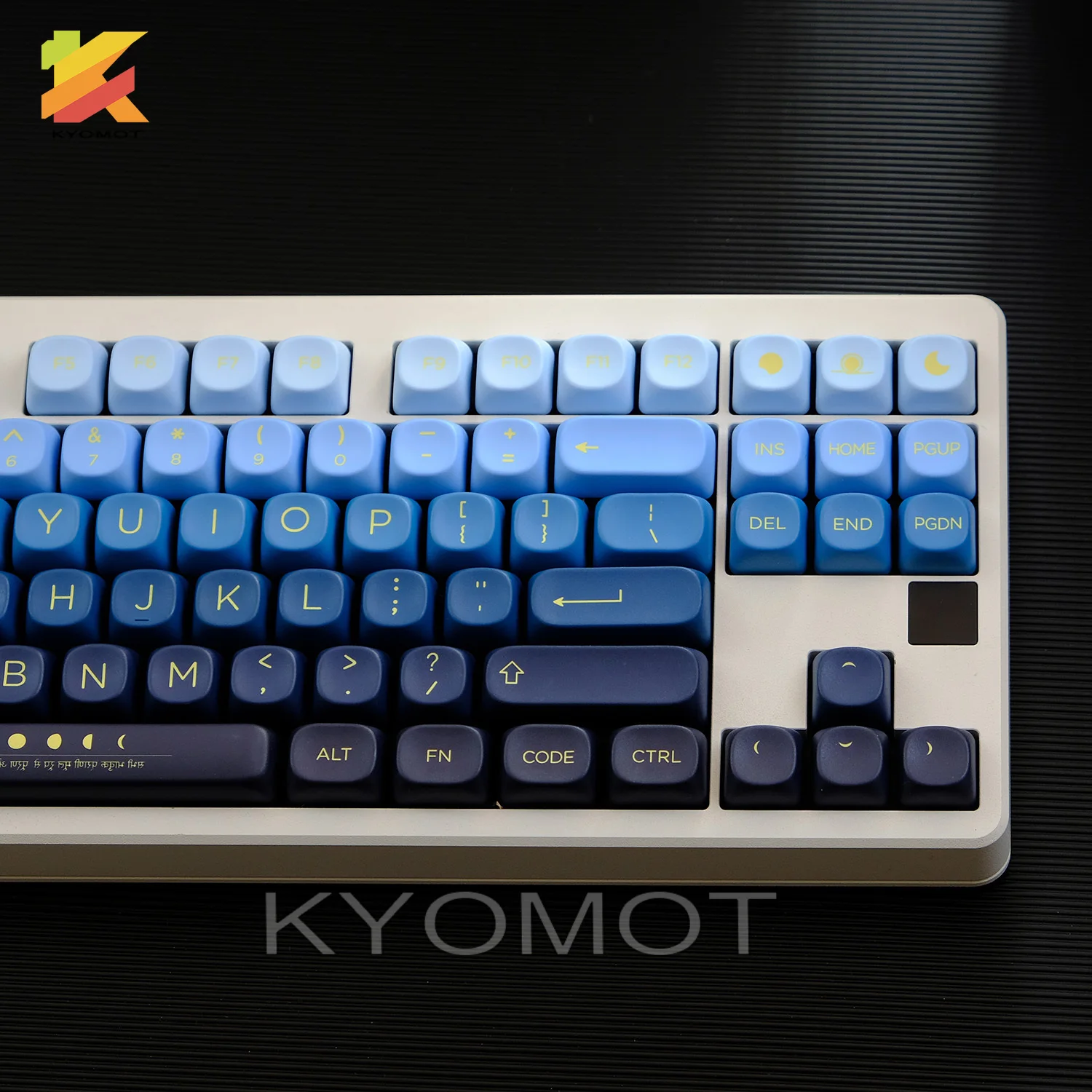 KYOMOT 125 Keys Moonrise Keycap XOA Profile PBT Dye Sub Golden Moon Orbit Keycaps For MX Switches DIY Mechanical Keyboard Gifts