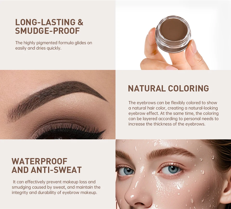 6 farben Matte Schwarz Wilde Augenbraue Creme 3D Natürliche Farbton Augenbraue Enhancer Gel Wachs Wasserdicht Langlebige Augen Make-Up Kosmetische werkzeug – Detail 2