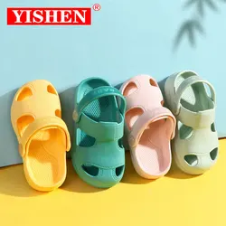 Yishen-Sandálias infantis de praia antiderrapantes, sapatos de bebê, escorregadores macios, meninos, meninas, chinelos infantis, verão, 1 a 5 anos