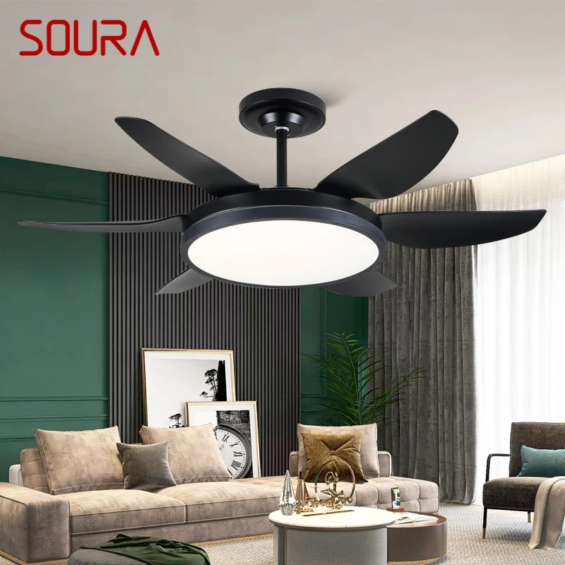

SOURA Fan светильник Nordic светодиодный, потолочный вентилятор, современный минималистичный ресторан, гостиная, коммерческий Электрический вентилятор для спальни