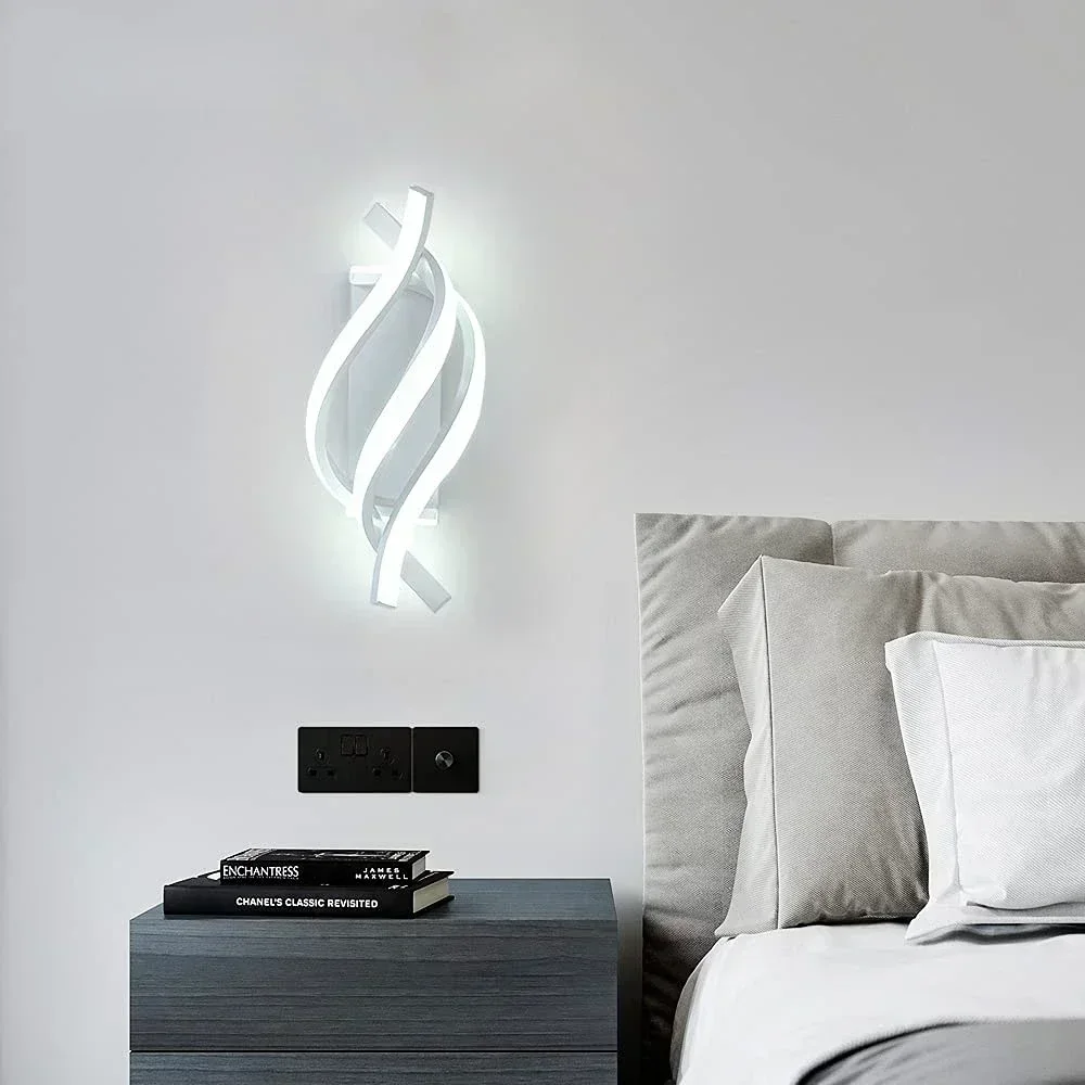 Imagem -02 - Modern Curved Spiral Led Wall Light Sconce Lamp para Sala de Estar Quarto Cabeceira Corredor Decoração de Casa Iluminação Interior