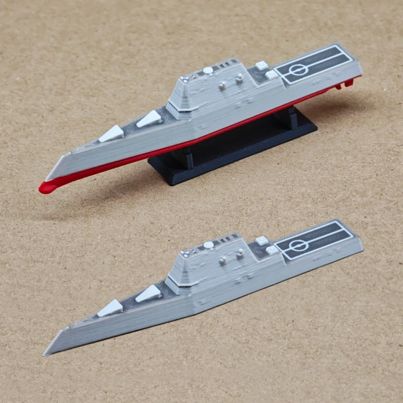 1PCS Miniature Zumwalt-class Stealth Destroyer Model 1/2000 Scale Warship Waterline/Full-hull Type 3D Printed for Diorama Scene