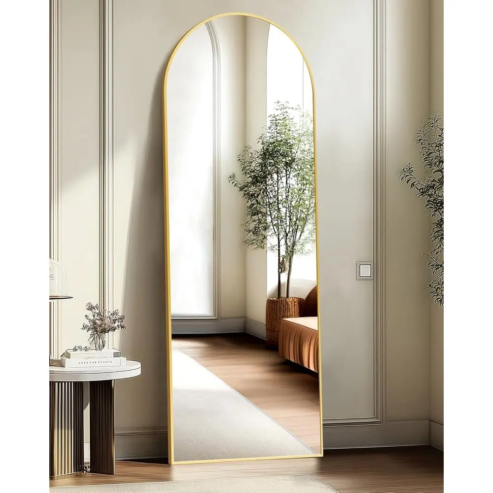 

Arched ull Length Mirror, 56"x15" Standing Body Mirror or Wall, with Alloy e or Bedroom, Living Room, Dring Room(Gold)