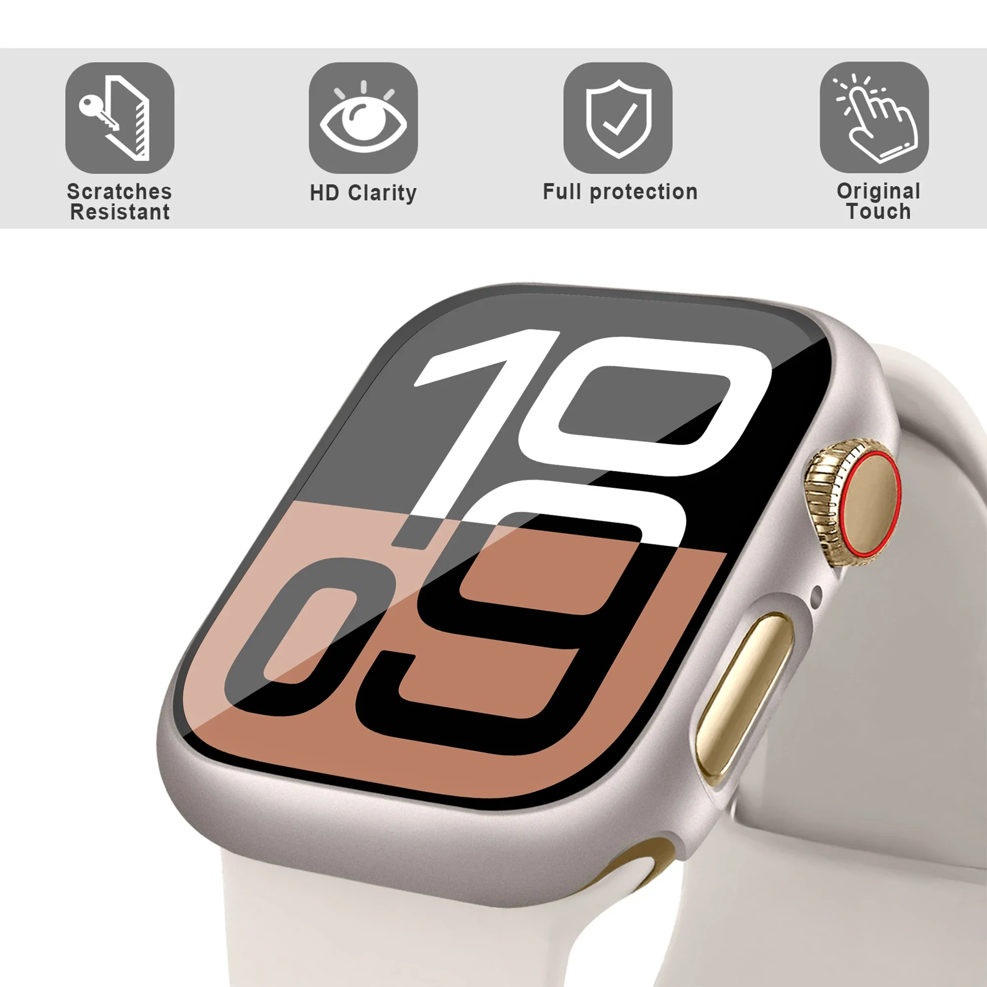 Vidro + capa para apple watch case 46mm 44mm 40mm 45mm 41mm 42mm 38mm protetor de tela iwatch série 10 9 8 7 6 5 3 se acessórios