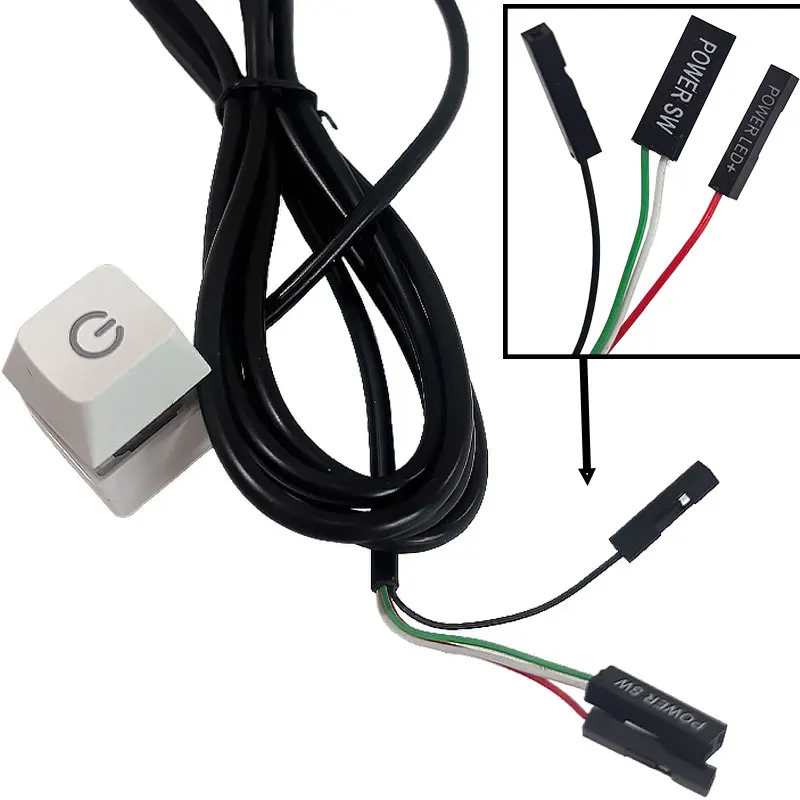 1.8M Desktop Computer Power Switch with LED Lights PC Motherboard External Start Power On/Off Button Extension Cable For Home Of