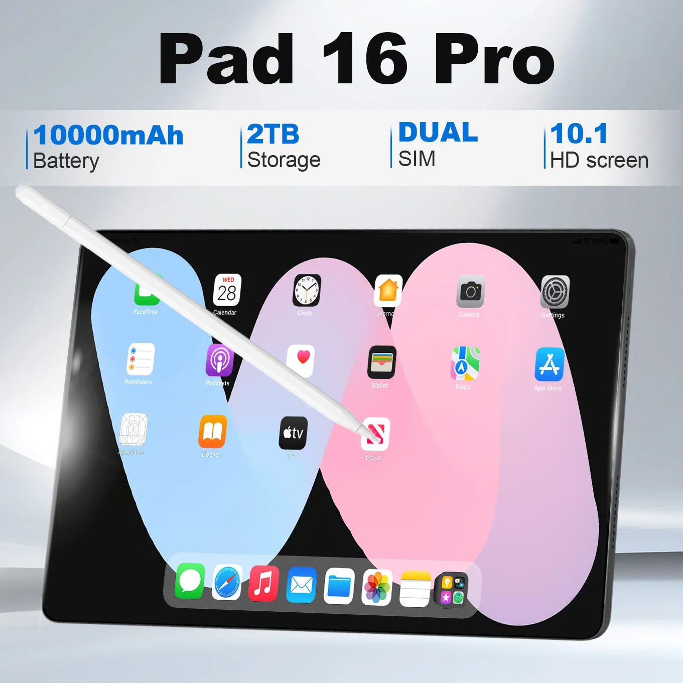 New Pad 16 Pro Tablet PC 10.1 inch HD Screen 1TB Global Version 5G Office Tablet 10000mAh Battery Dual SIM Android