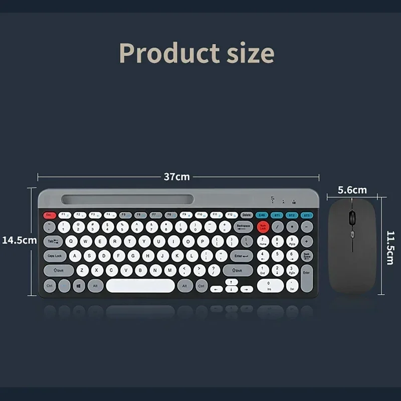 2.4G draadloze toetsenbord-muiscombo Draagbare Bluetooth Kleurrijk toetsenbord Oplaadbaar Stil voor tablet-laptop Desktopcomputer