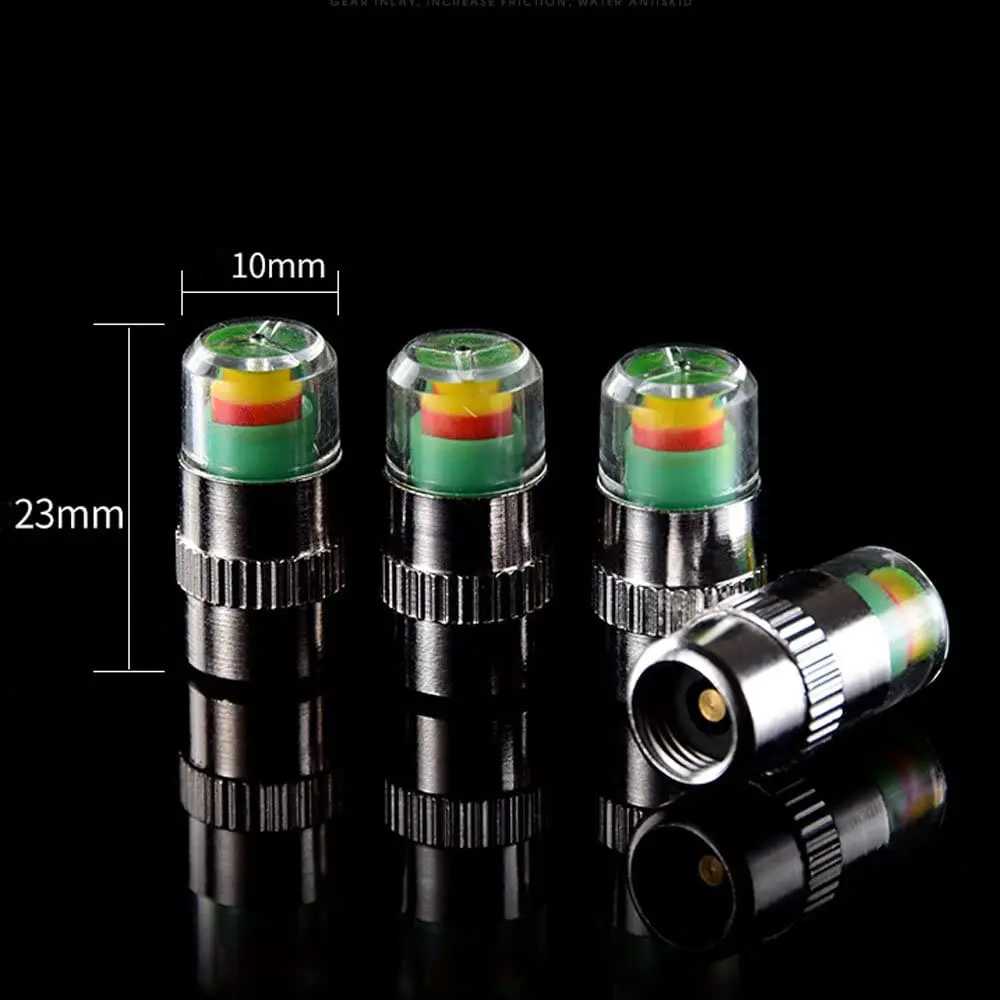 4pcs 2.4 Bar Car Tire Pressure Guage Cap Sensor Indicator Alert Monitoring Tool Tyre Cap Indicator Alert Air Pressure Gauge