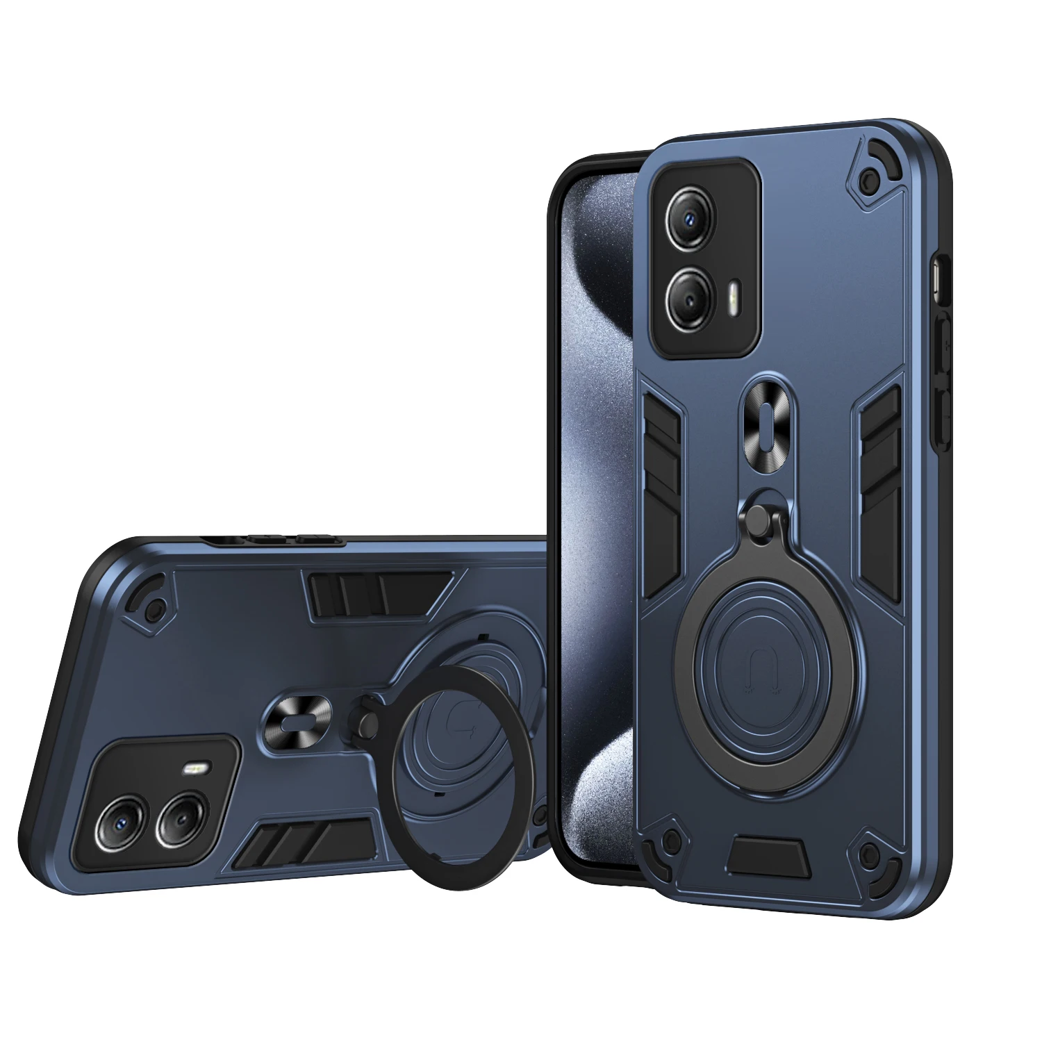 Case for Motorola Moto G53 G 53 Car Mount Magnetic Ring Holder Silicone Hard Armor Shockproof Phone Cover MotorolaG53 XT2335-2