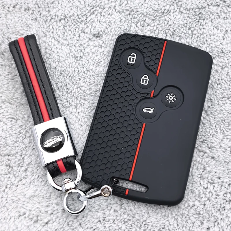For Renault Duster Captur Clio Logan Megane 1 2 3 Koleos Scenic Nema Fluence Zoe Accessory 4 Button Silicone Car Key Case Cover