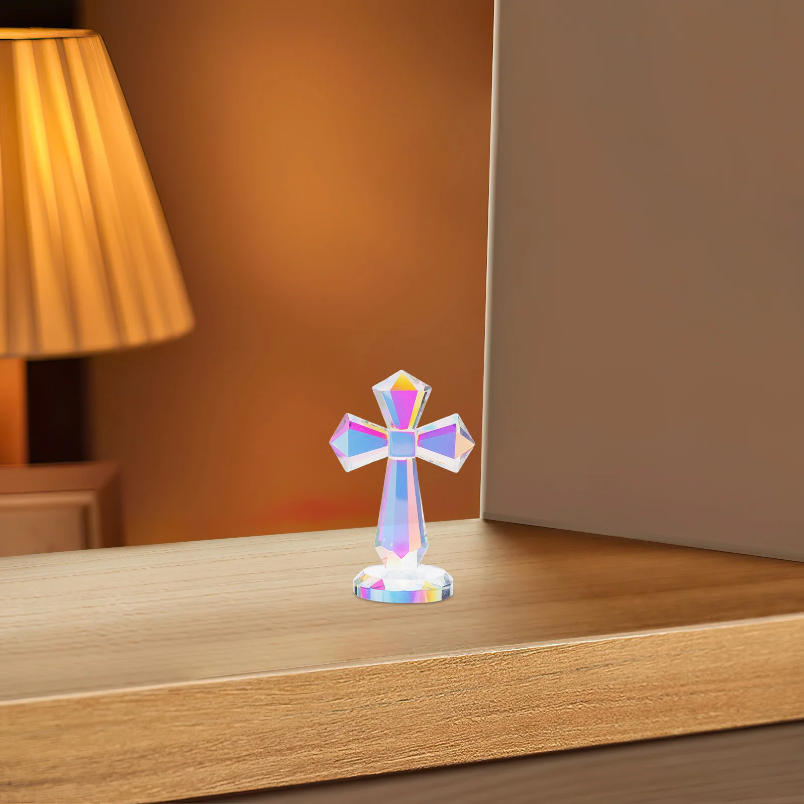 

Crystal Crucifix Statue Elegant Transparent Glass Cross Decor for Home Office Prayer Meditation Religious Gift Waterclear