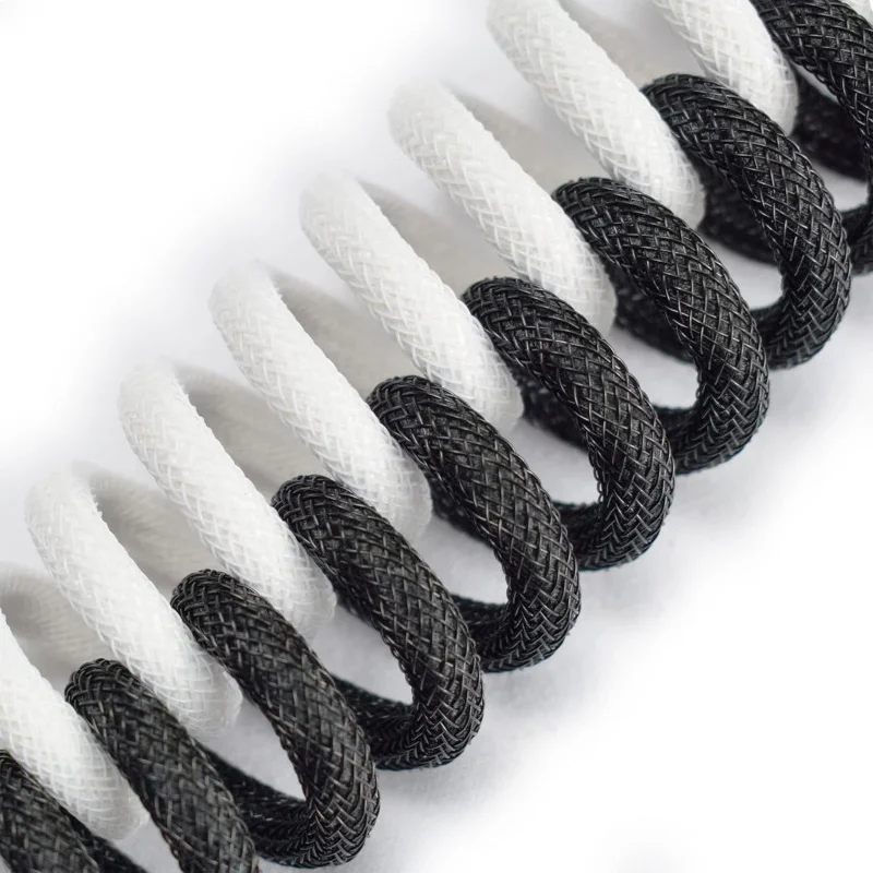 Keyboard Cables 1.5m Coiled Type-C to USB A with Detachable Aviator Connector.for Gaming Keyboard/Tablet (White)