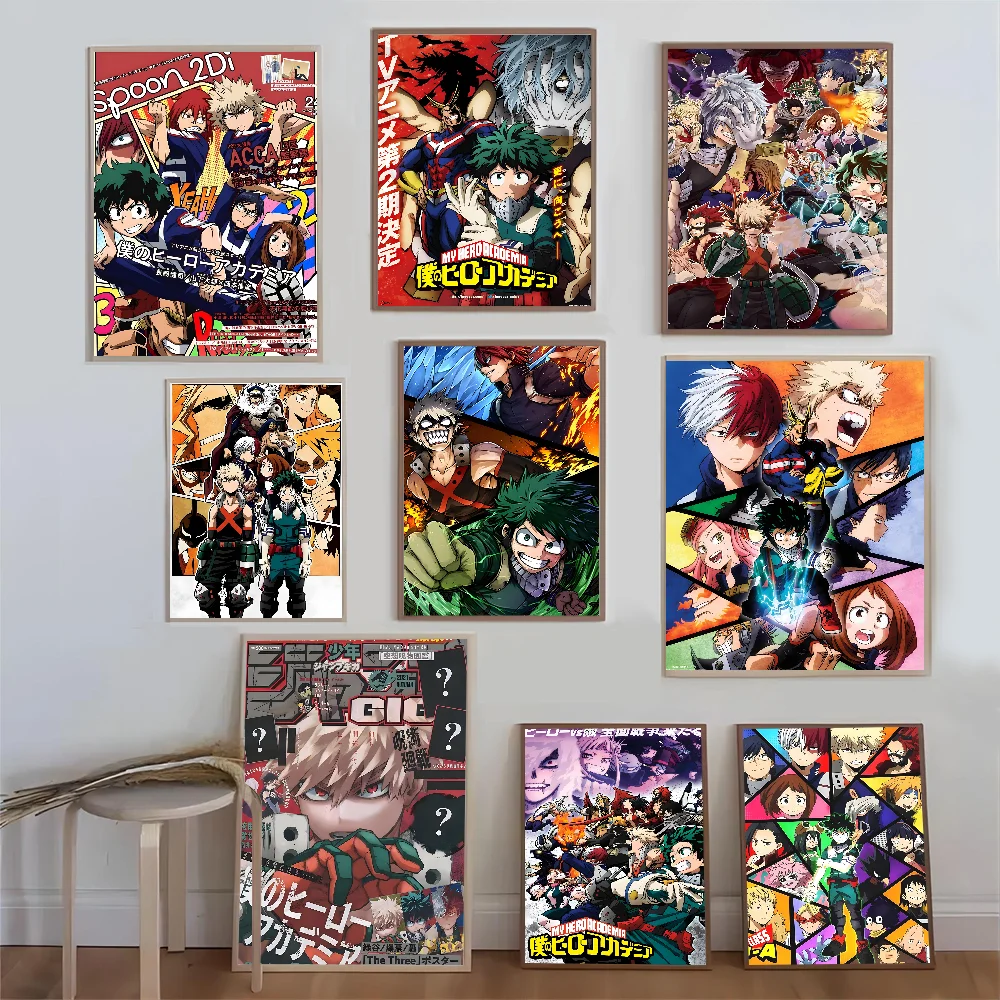 Amine My Hero Academia Deku DIY Sticky Poster Waterproof Paper Sticker Coffee House Bar Home Decor