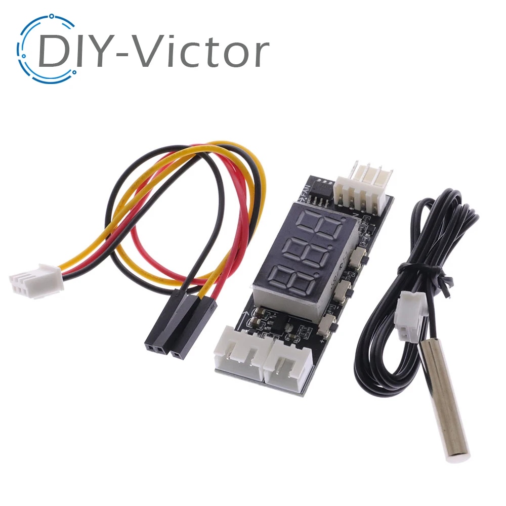 DC 12V 4 Wire PWM Fan Temperature Control Governor Temperature Speed Digital Display Support 3A Fan On/Off Control