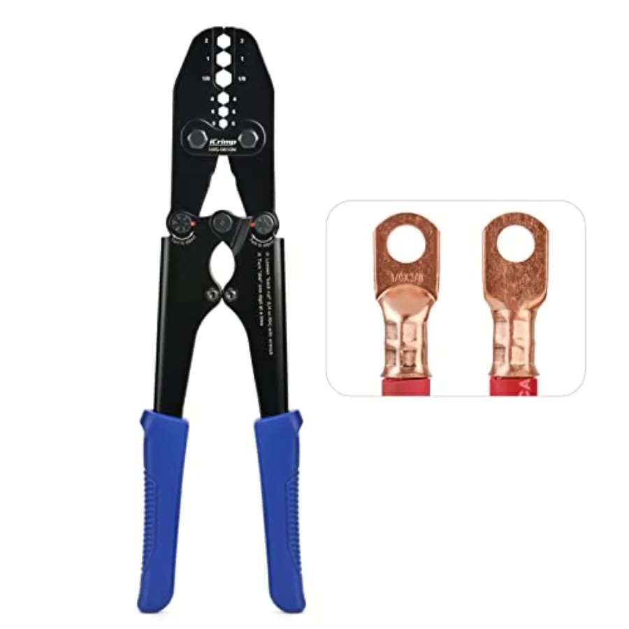 

iCrimp IWS-0810N Battery Cable Terminal Lug Crimping Tool for 86 4 2 1 1/0 AWG Electrical Copper Battery Lugs Fixed Hexagonal C