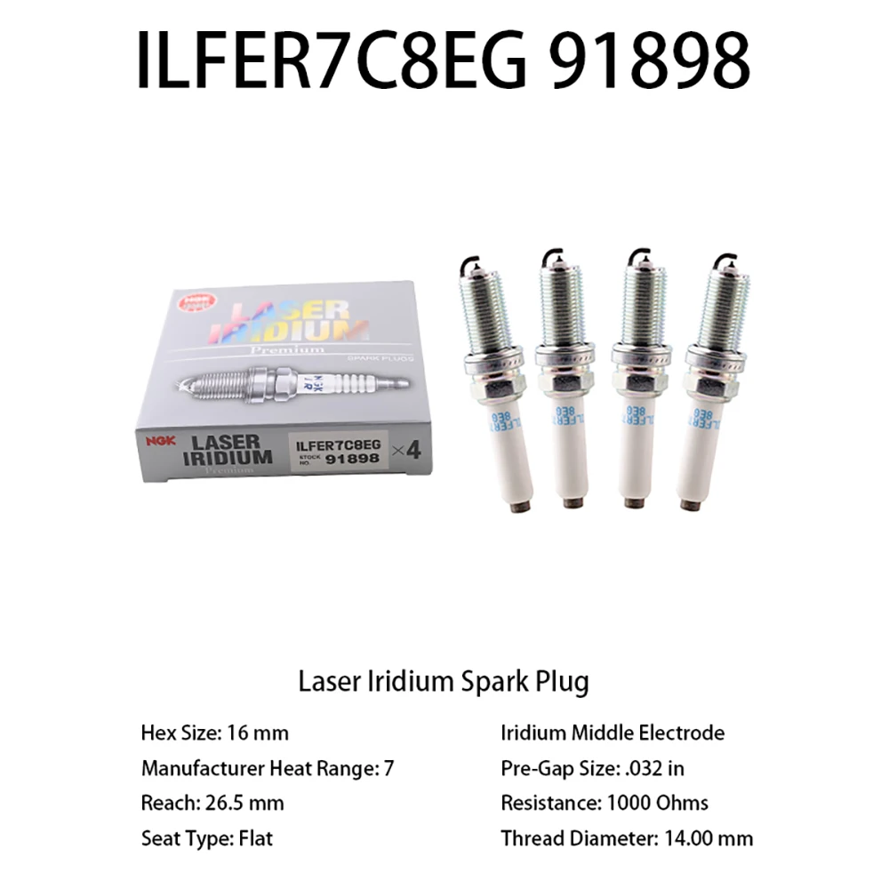 

4pcs Original Iridium Platinum Candles Spark Plug ILFER7C8EG 91898 Suitable For Some Models Of A3 A4L Q5L VW CC OEM 06K905601L