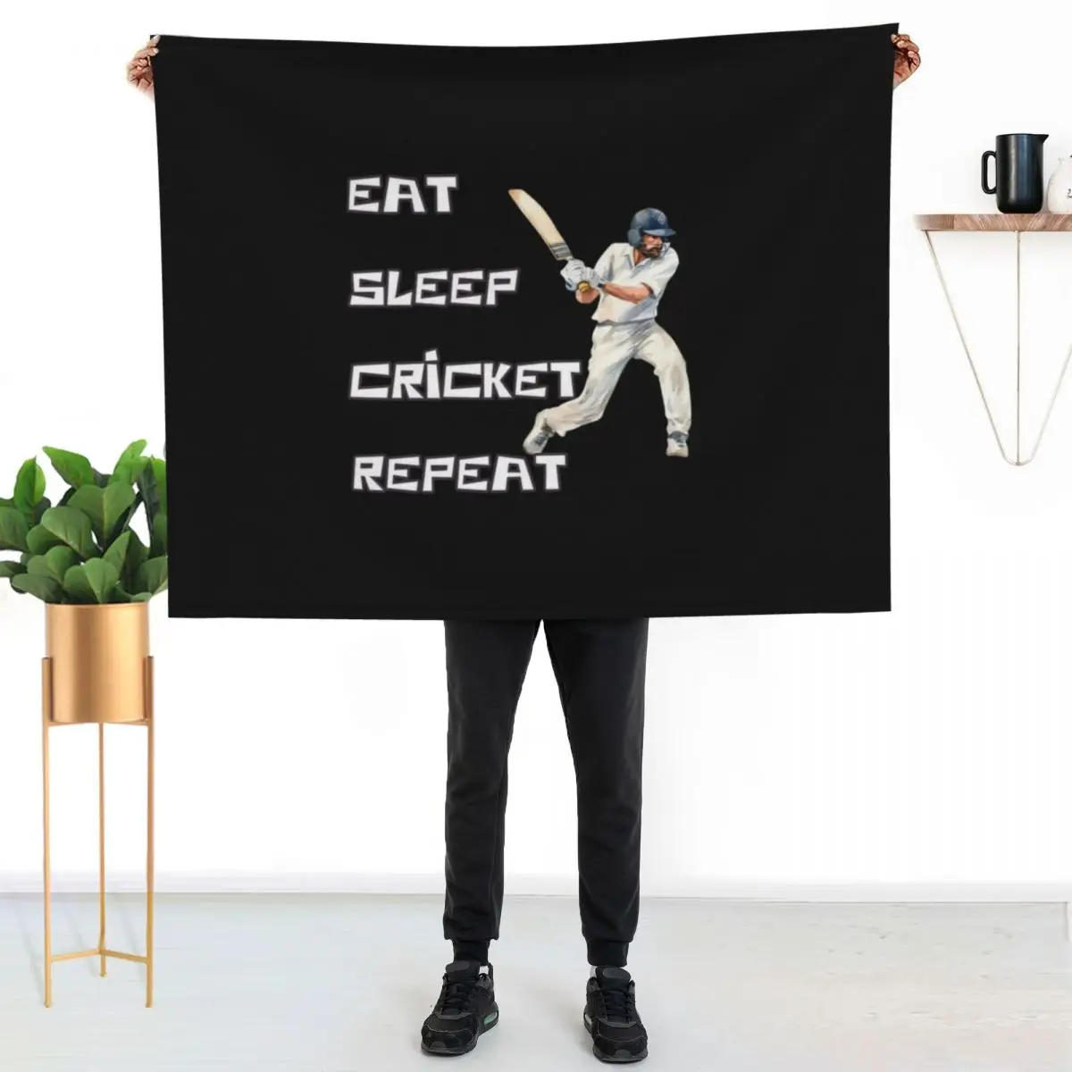 Eat Sleep Cricket Repeat Throw Blanket Luxury Beautifuls Cute Plaid Travel For Sofa Thin Flannel Fabric Blankets
