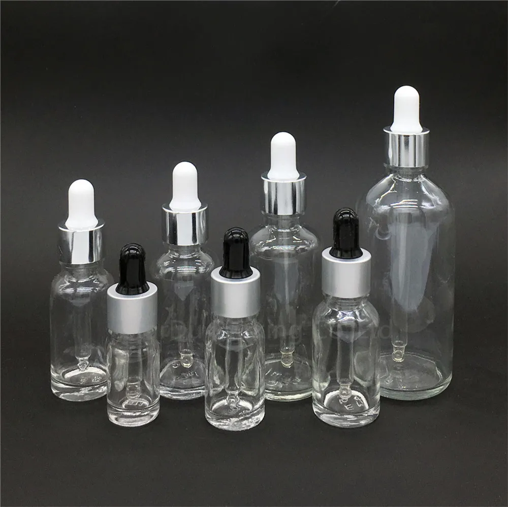 500 Buah 5Ml/10Ml/15Ml/20Ml/30ML/50Ml/100Ml Reagen Tetes Mata Kaca Transparan Botol Pipet Cair Aromaterapi Isi Ulang