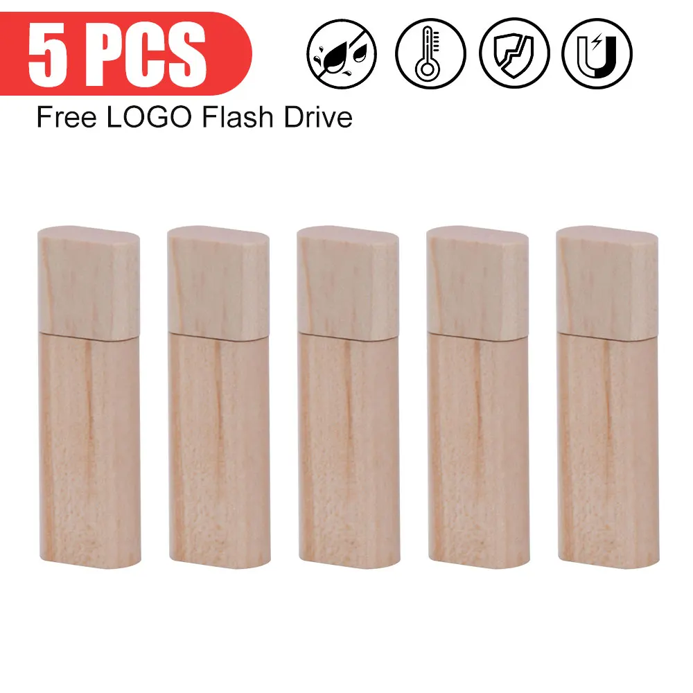 5pcs/lot Wooden Box USB Flash Drive USB 2.0 Free Custom Logo Pen Drive 128GB 64GB 32GB Memory Stick Photography Wedding Gifts