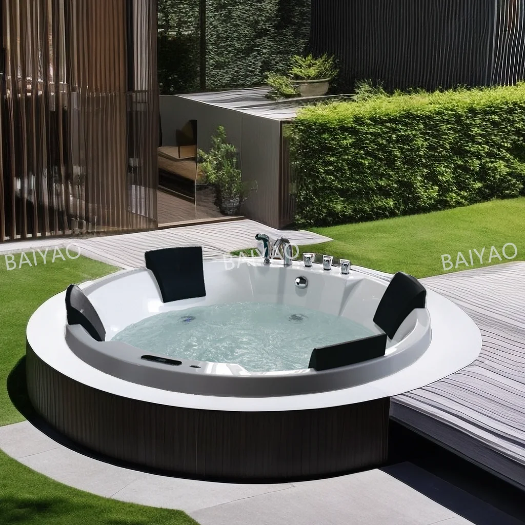 

Изготовленный на заказ светодиодный уличный спа-центр для вилл, интеллектуальная система отопления и массажа, акриловый корпус, идеально подходит для семейных встреч у бассейна