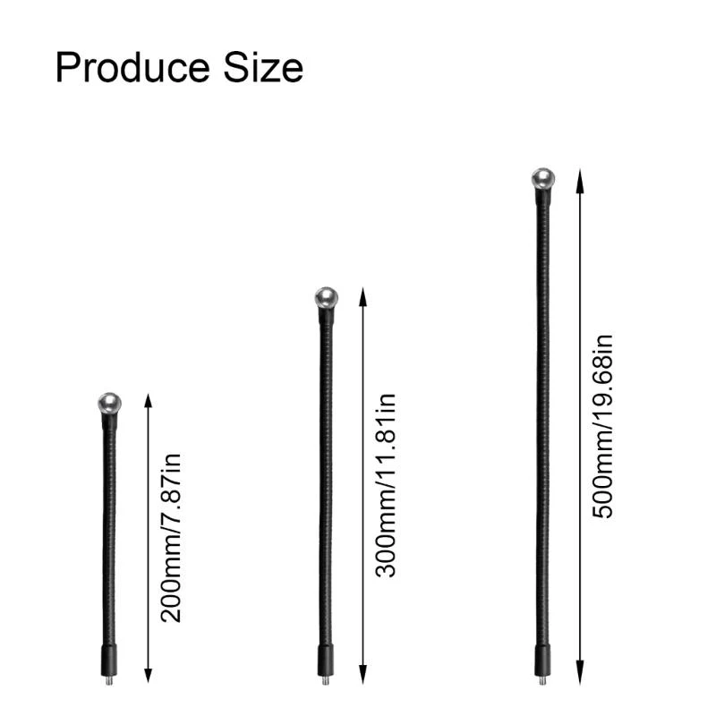 Gooseneck Hose Camera Support Flexible Arm with 1/4in Thread 17.4mm Ball Head for Video Lighting Mount Easy Positioning