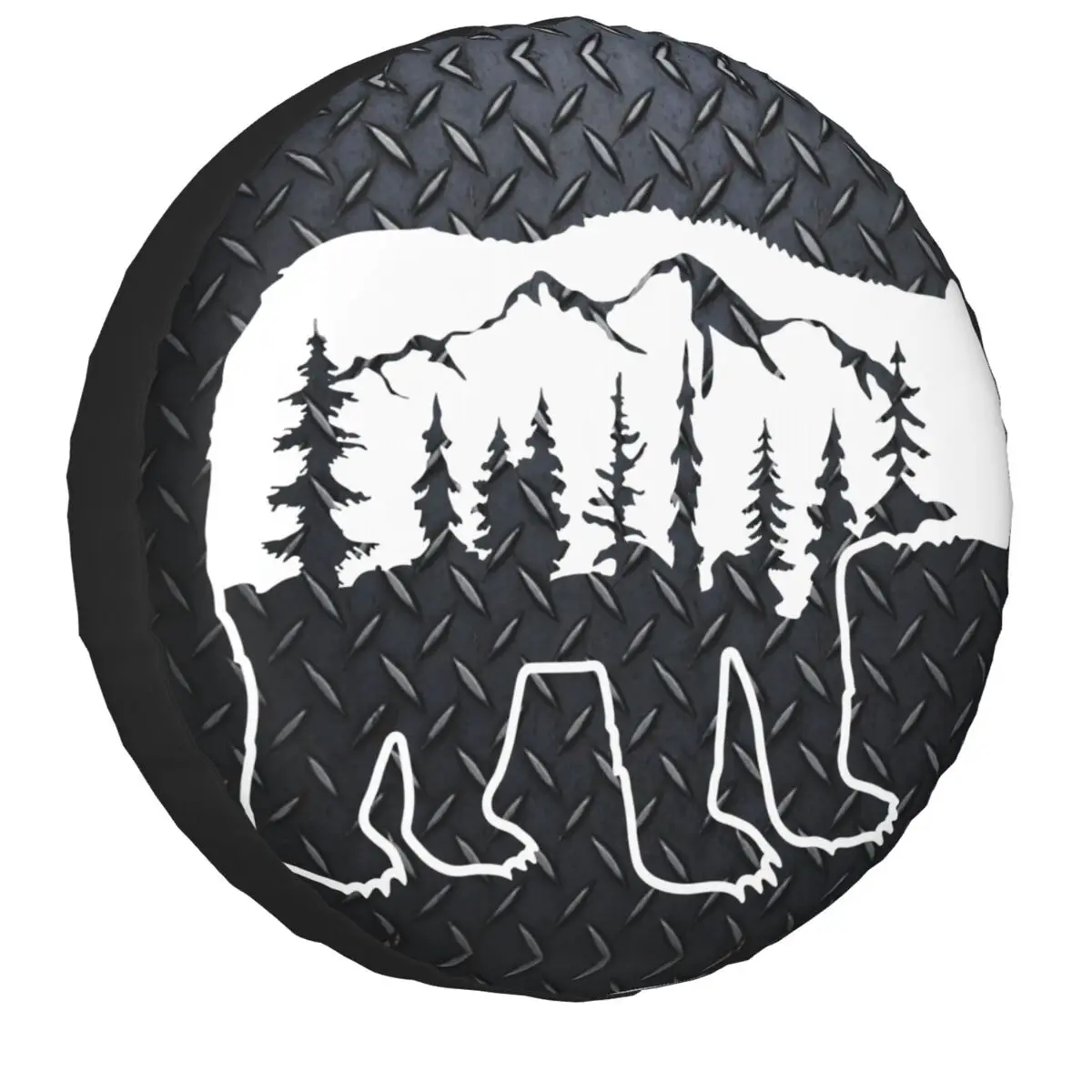 Custom Bear And Mountain Spare Tire Cover for Mitsubishi Pajero 4WD 4x4 SUV Car Wheel Protectors 14" 15" 16" 17" Inch